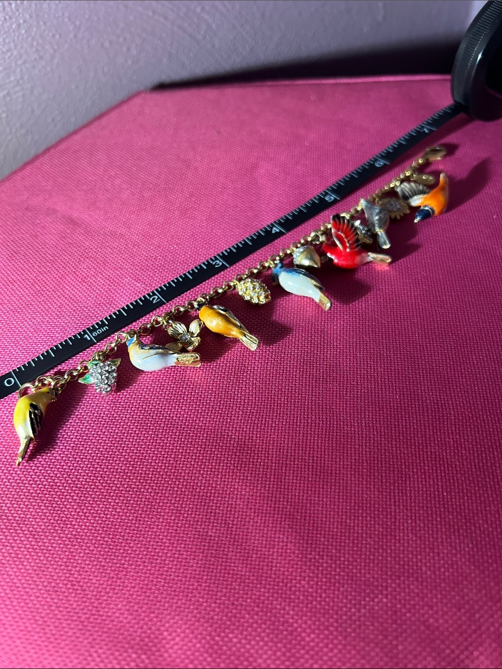 Danbury Mint Gold-Tone Multicolor Bird Charm Bracelet - Pink - Picture 3 of 3